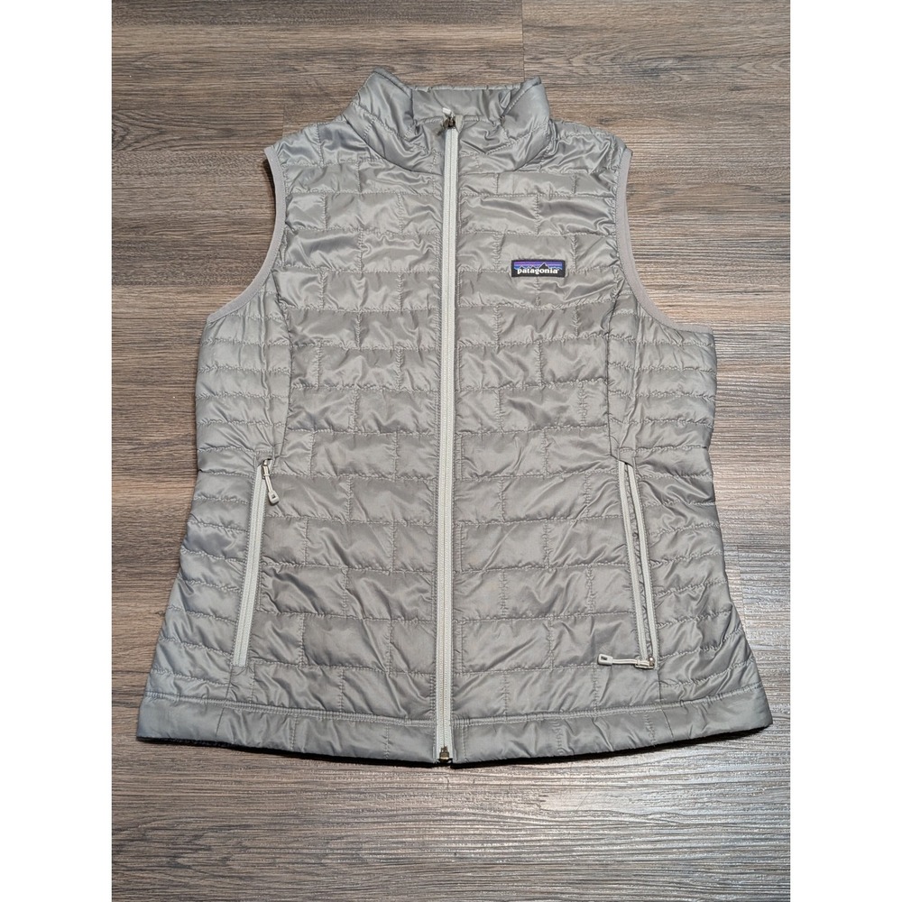 Patagonia Nano Puff Vest Womens Medium Feather Grey Quilted Full Zip 84247